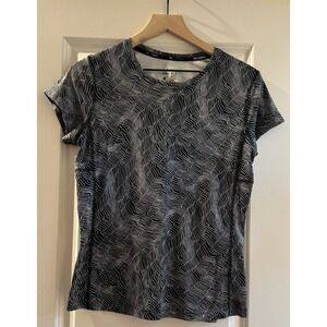 Nike Dri-FIT Running Top Womens Medium Black White Print Athletic Shirt